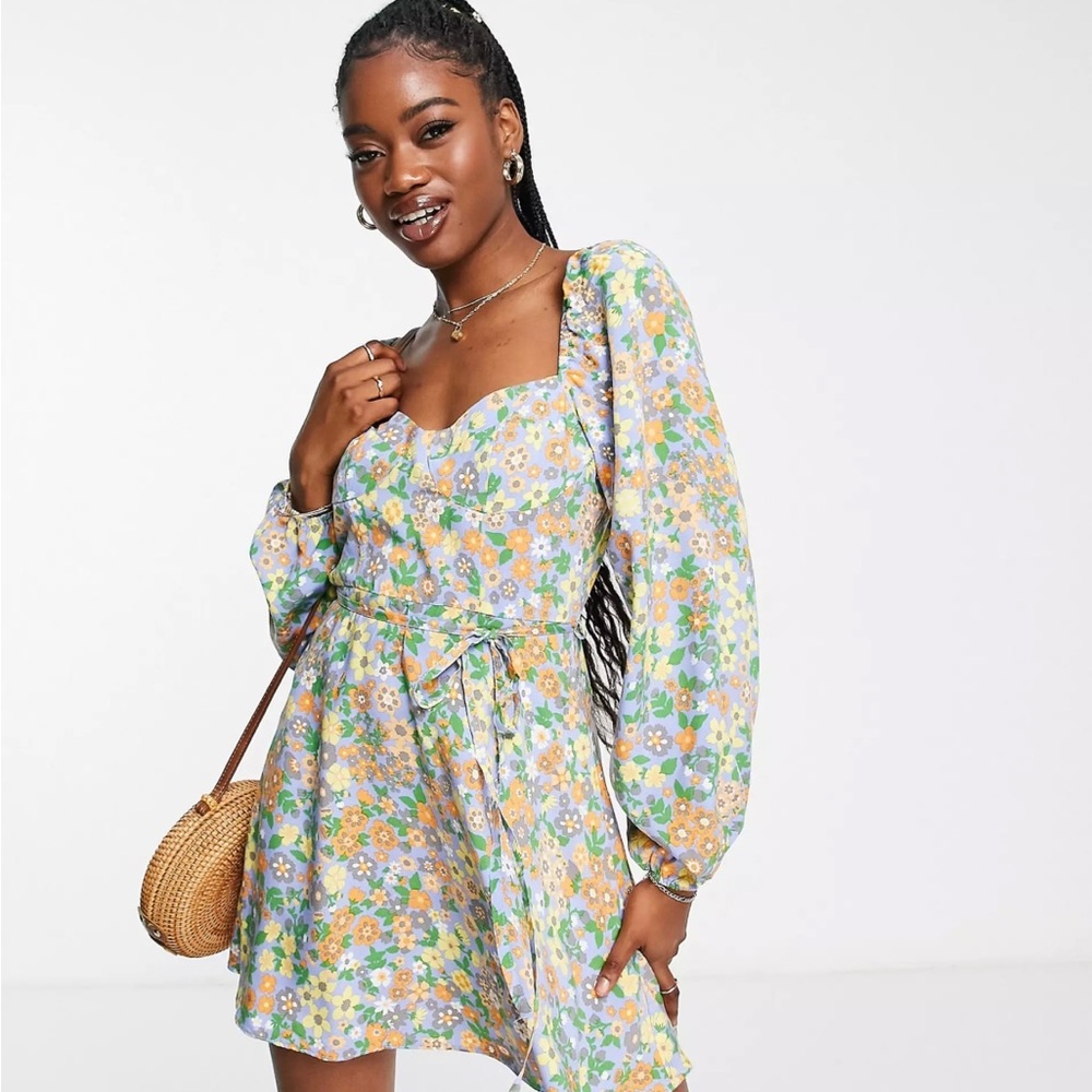 ASOS Milkmaid Style Mini Dress in Floral Print Women’s Size 6